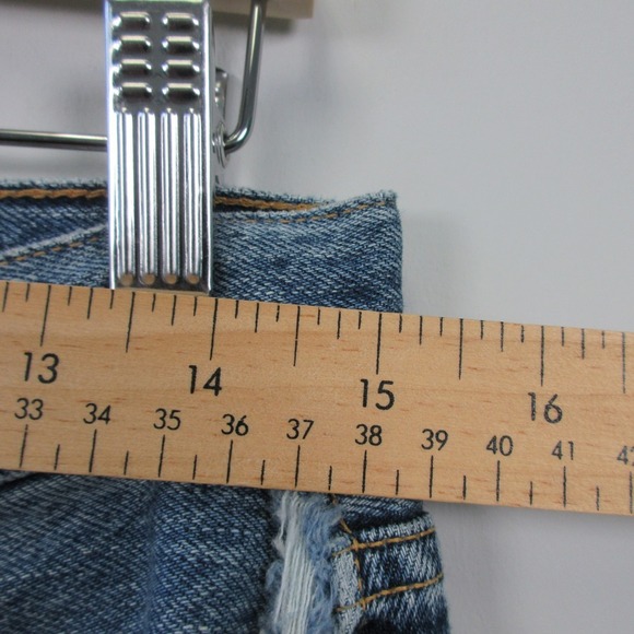 Agolde Riley High Rise Straight Crop Jeans Women 29 Blue Denim Distressed 588 - Picture 9 of 12